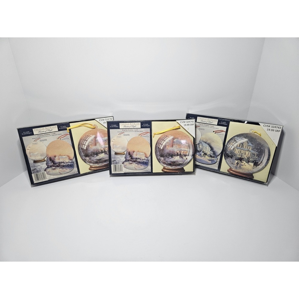 Thomas Kinkade Painter of Light Pop Up Christmas Cards Lot 3 Packs 2004 Vintage